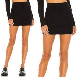 NWT Monrow Cashmere Sweater Mini Skirt XL Black Rib Knit REVOLVE
